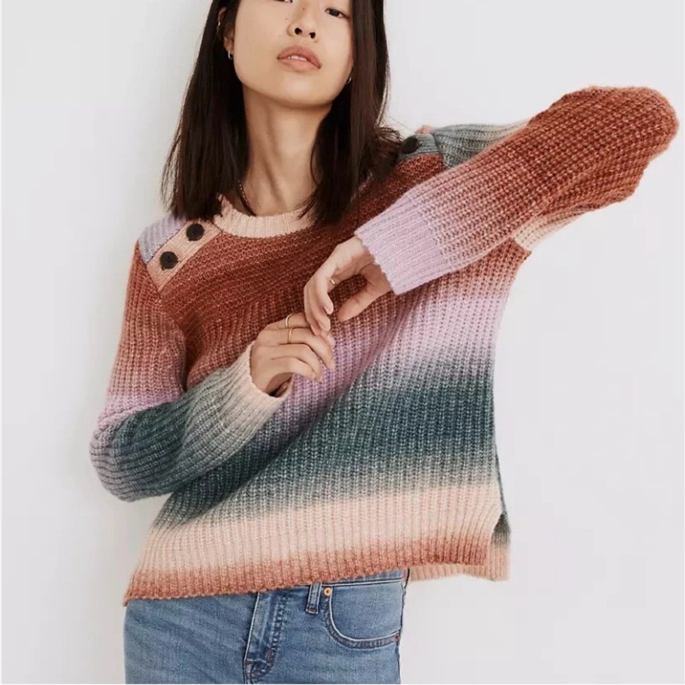 Madewell Space-Dyed Button-Shoulder Pullover Sweater Medium
